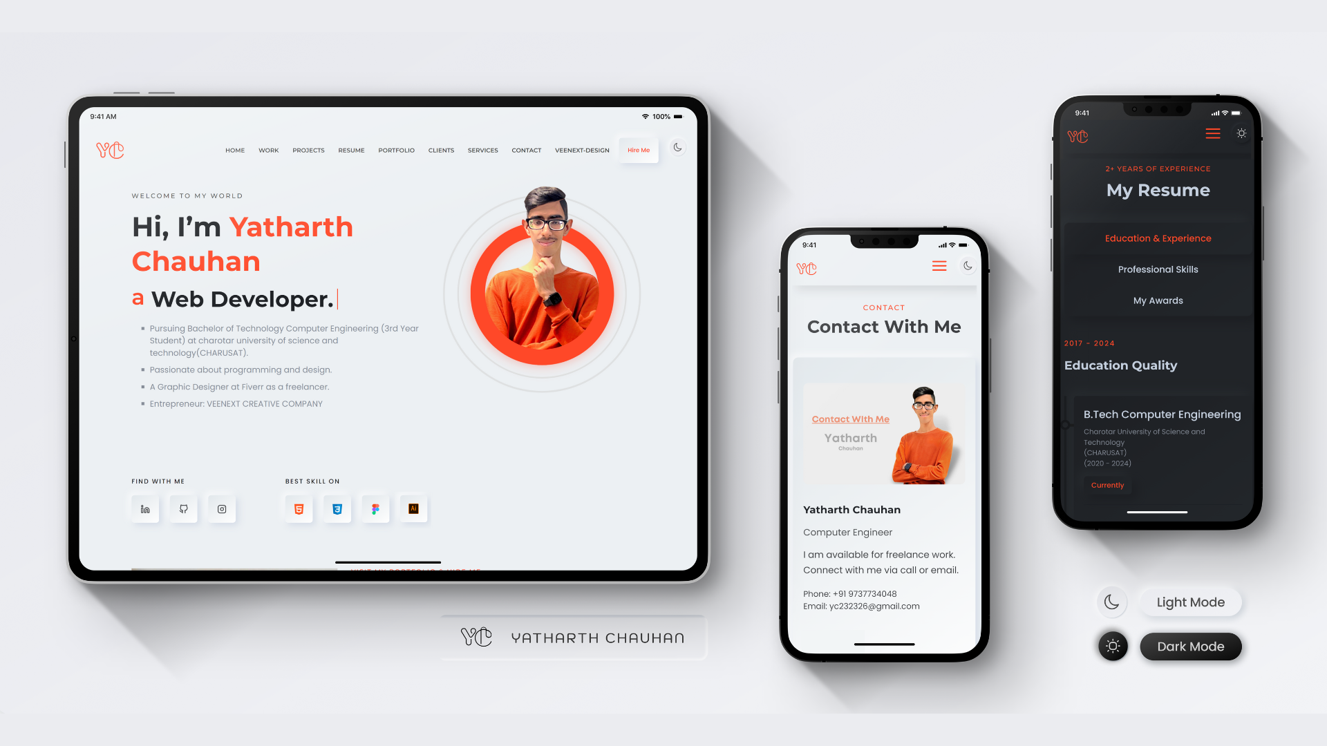 Yatharth Chauhan Portfolio Web Mockup